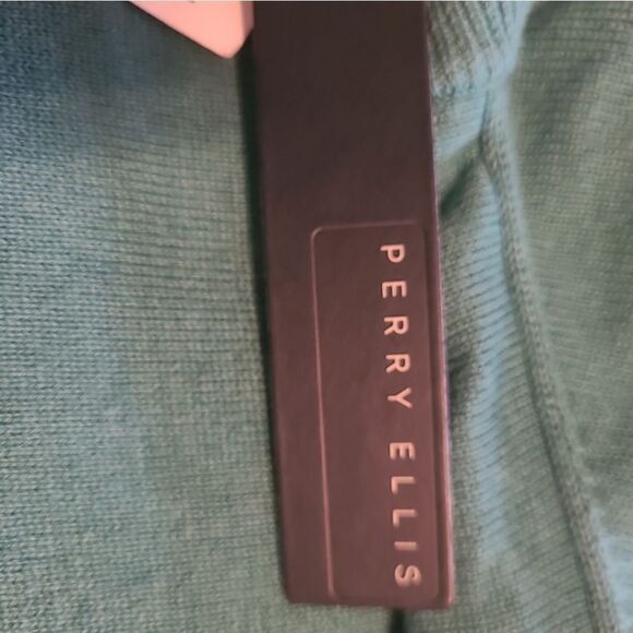Perry Ellis Spruce Green v neck pullover er sweater sz M/M cotton poly blend - Picture 10 of 11